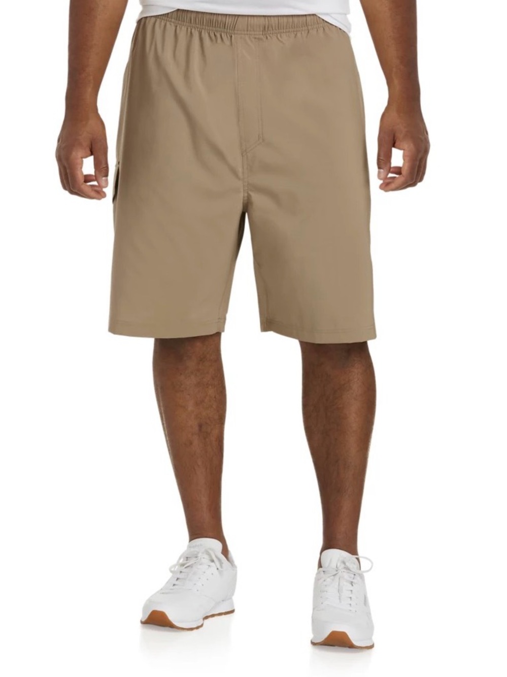 Men’s Khaki Elastic-Waist Drawstring Cargo Shorts New Reebok